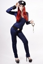 Police Kostüm Catsuit mit Cap und Gürtel Größe S-XL Fetisch,Rollenspiele NEU